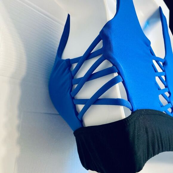 Victoria's Secret PINK Ultimate‎ Medium Support Unlined Sports Bra Blue Small - Picture 2 of 8